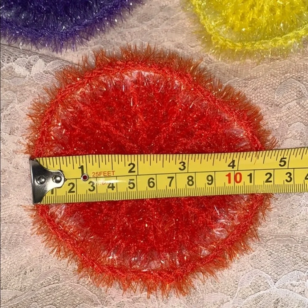 3X Sparkle Yarn Scrubbies Hand Made - Grea…